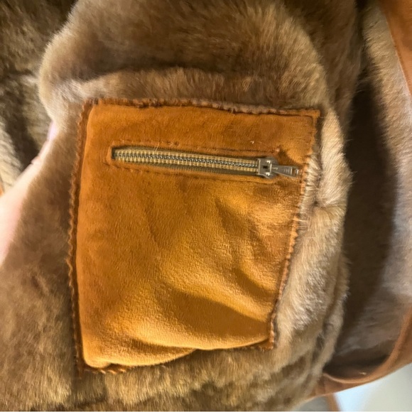 Vintage Maxima Faux Suede Leather Jacket Faux Fur Lining Pockets Heavy Brown XS - Picture 7 of 11